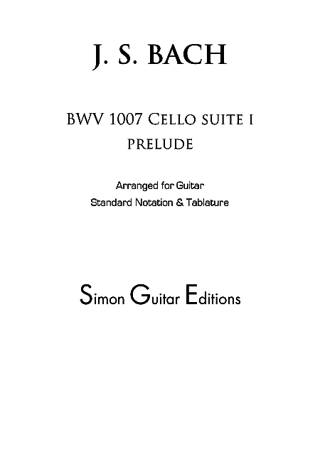 Bach BWV 1007 Prelude w/TAB